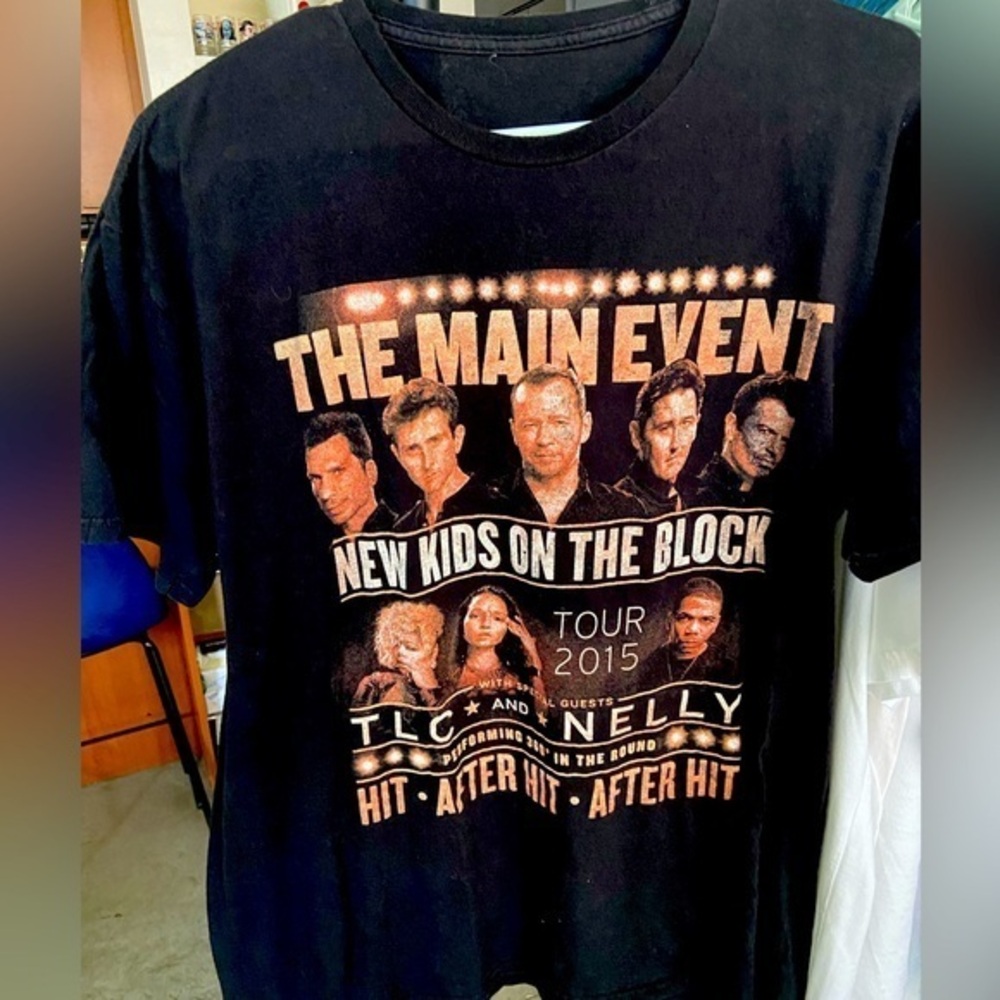 NKOTB/New Kids on the Block/TLC/Nelly Concert black t shirt Sz:L